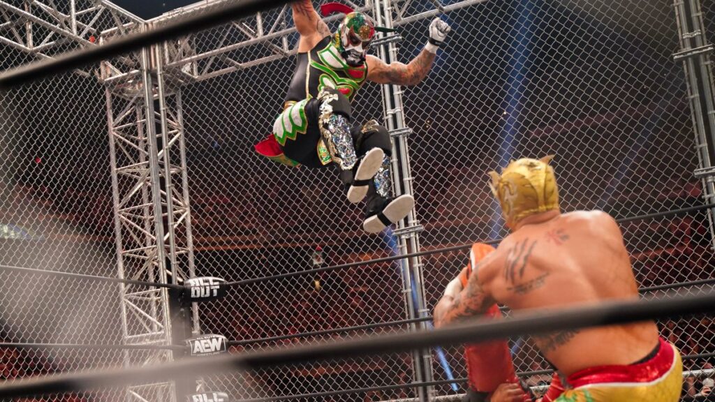 This image has an empty alt attribute; its file name is lucha-brothers-penta-el-zero-miedo-young-bucks-steel-cage-september-7-a-1024x576.jpg