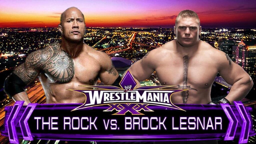 the rock vs brock lesnar