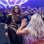 Nia Jax stares down Alexa Bliss at Wrestlemania