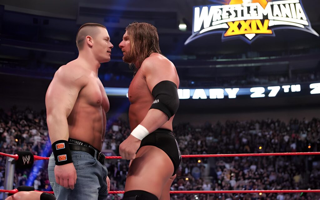 John Cena and Triple H at the 2008 Royal Rumble