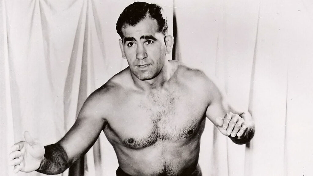 Former NWA World Heavyweight Champion Lou Thesz posing in a promotional shot